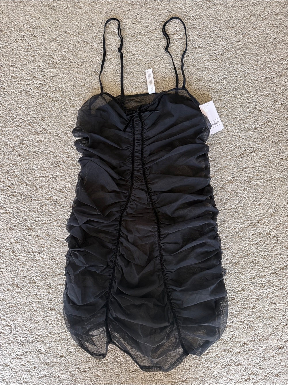 Auden Mesh Lingerie Slip Dress in Black Sheer Ruched Chemise Bodycon Women S NEW - Picture 4 of 12